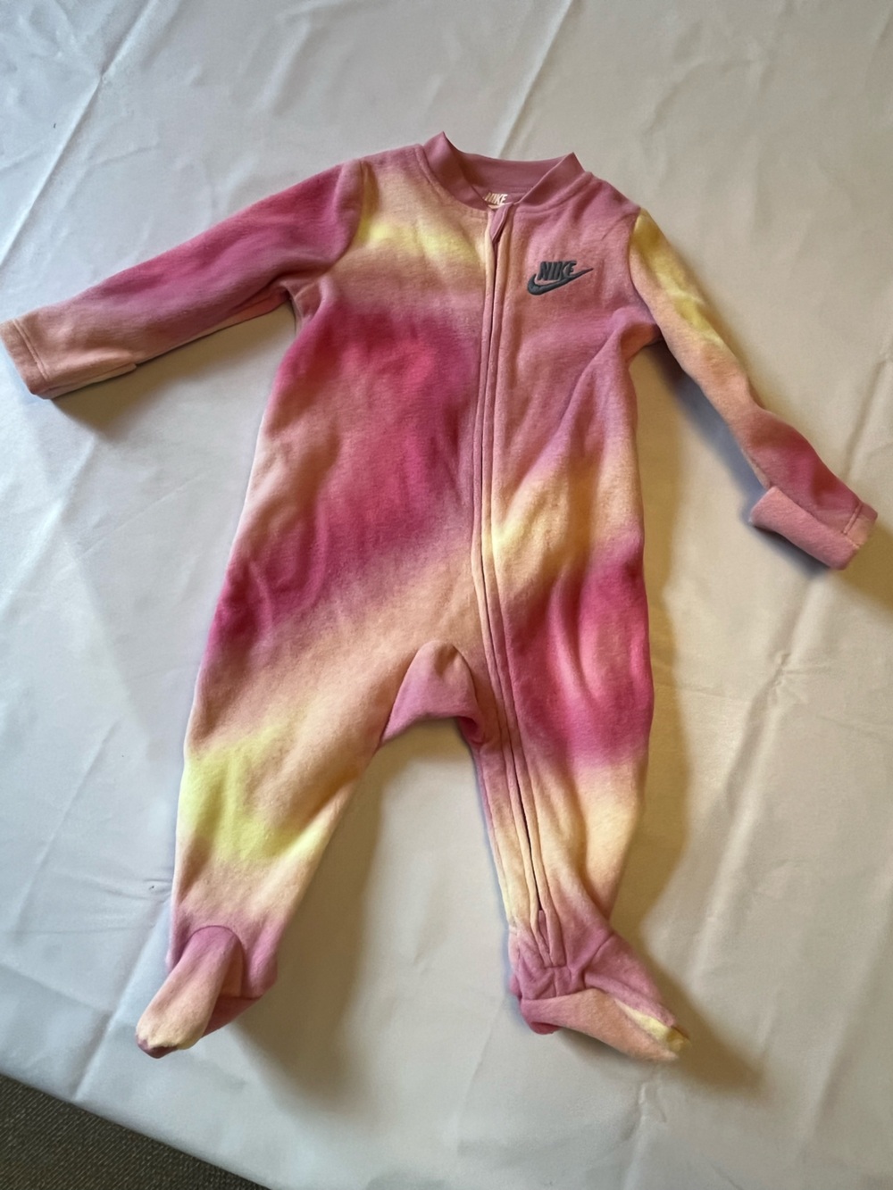 Nike Kids Tie-Dye Footed One-Piece Romper - Pink & Yellow